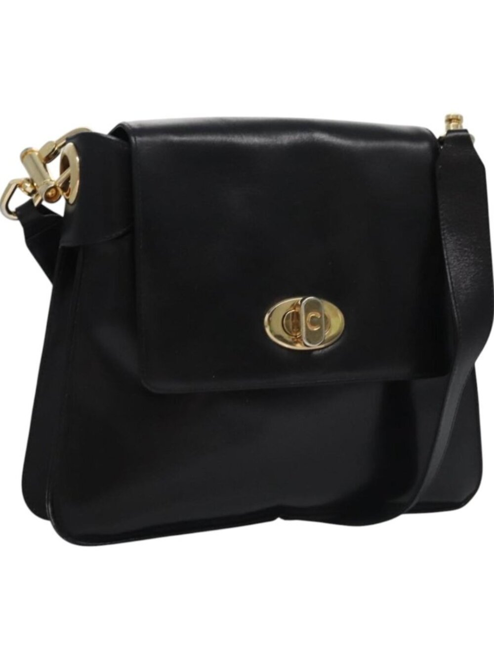 CELINE Shoulder Bag Leather Black Gold